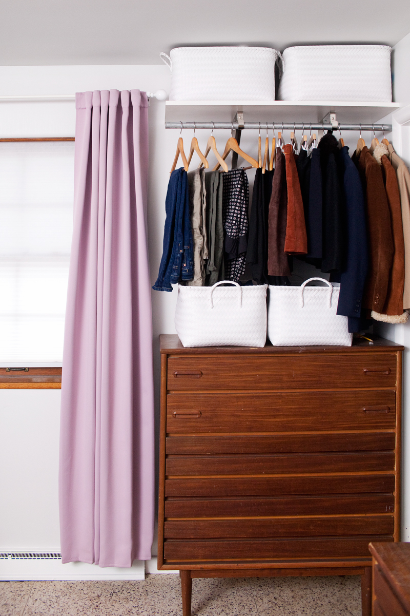 DIY open closet system- for those with tiny bedroom closets!