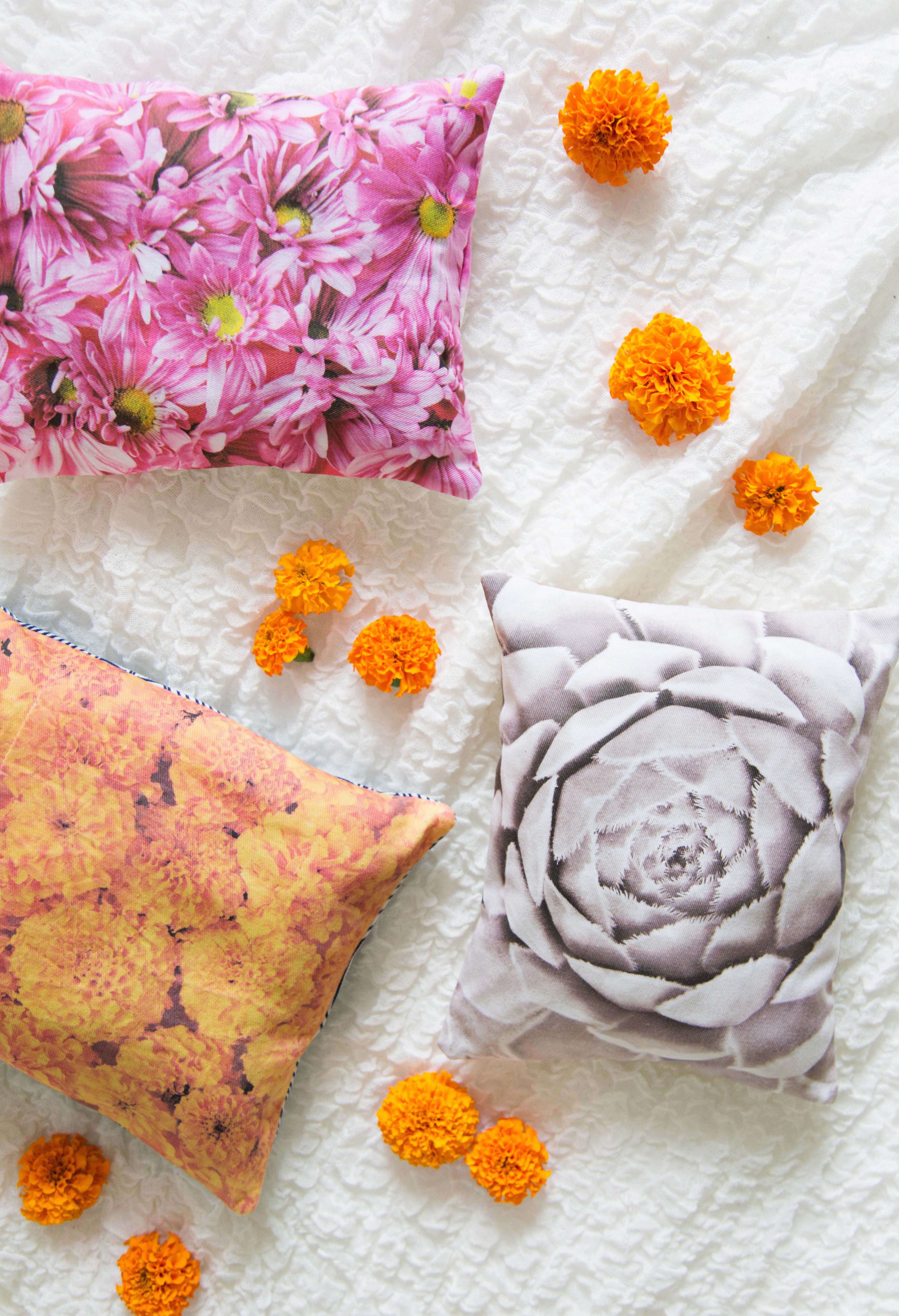 Vibrant floral photo pillow DIY