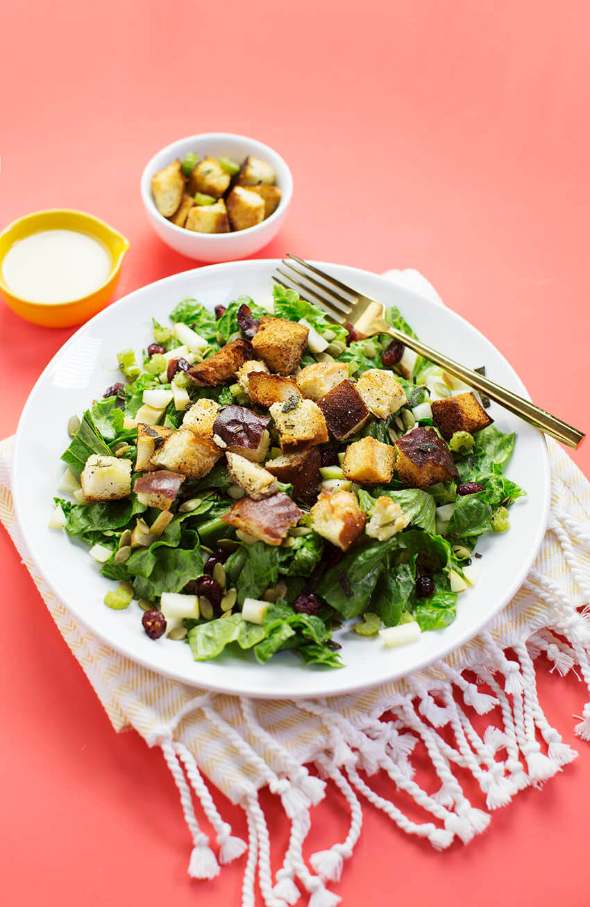 Autumn Bliss Salad with Stuffing Croutons (via abeautifulmess.com) 