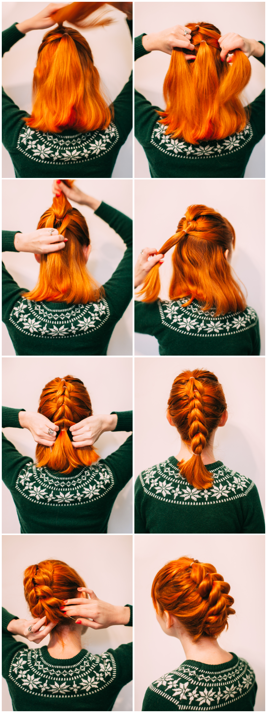 Faux braid updo for shorter hair (click-through for the full tutorial)