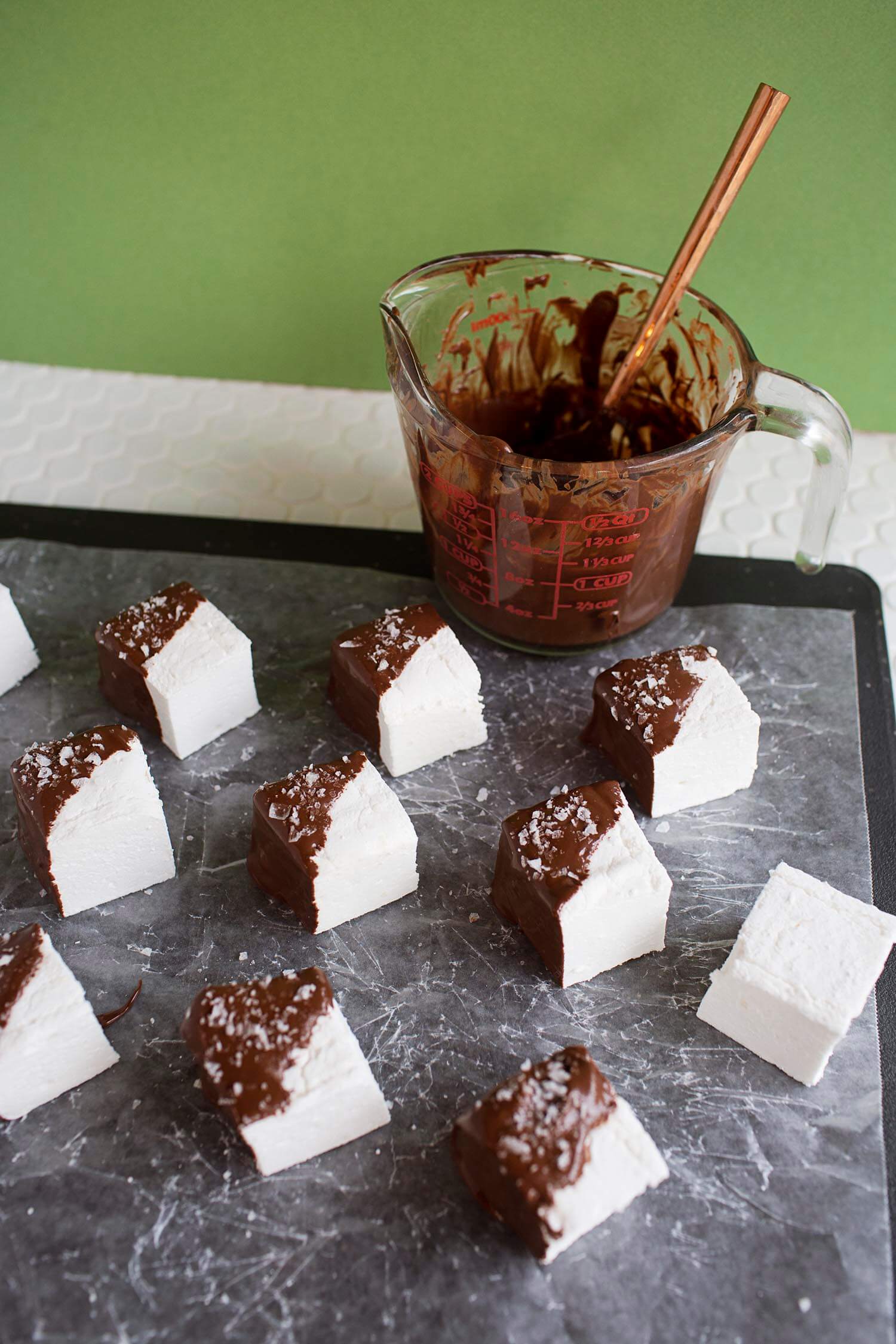 Chocolate dipped marshmallows